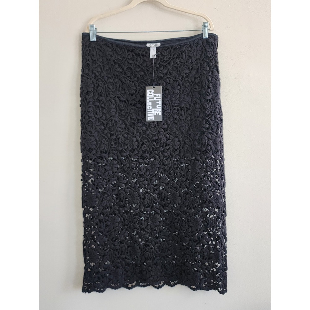 Womens Lace Midi Skirt Large Fairy Whimsigoth Coquette Feminine Party Event Glam